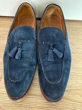 Antonio Maurizi Navy Suede Tassel Loafers